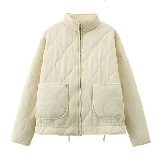 Veste matelassée légère pour femme avec rembourrage en coton et fermeture éclair