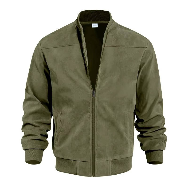 Men's Suede Casual Bomber Jacket