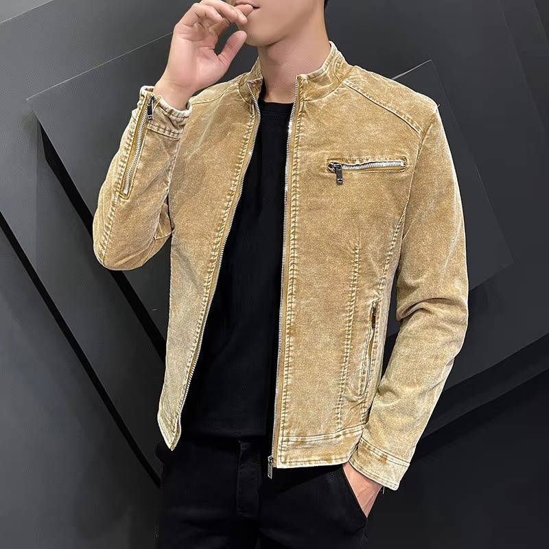 Men's Classic Stand Collar Denim Jacket