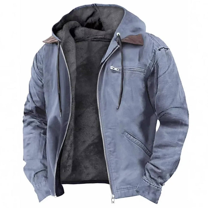 Men's Hooded Fleece Jacket with Zippered Closure