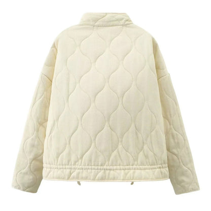 Leichte gesteppte Jacke für Damen mit Baumwollfüllung und Reißverschluss