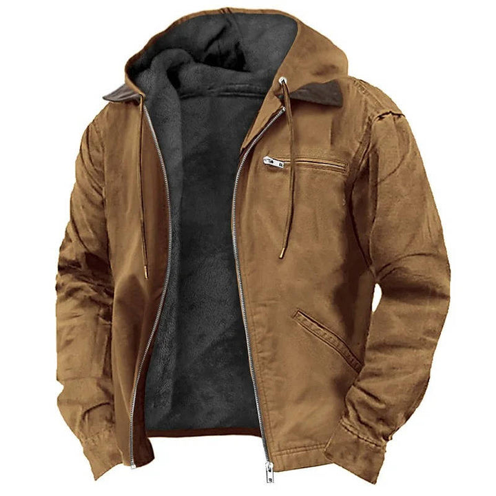 Men's Hooded Fleece Jacket with Zippered Closure