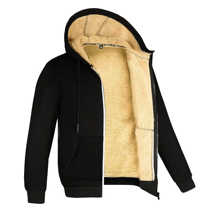 Men's Warm Sherpa Fleece Lined Zip Up Hoodie Jacket