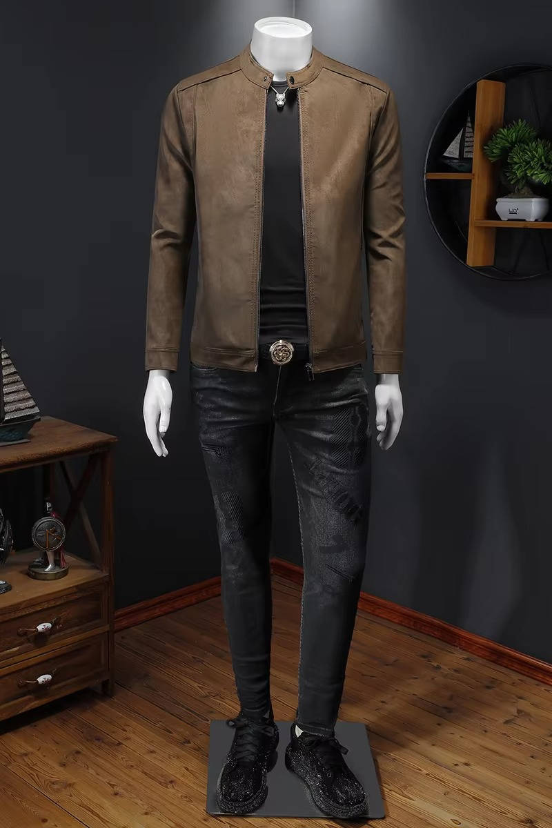 Men's Stylish Matte Leather Jacket