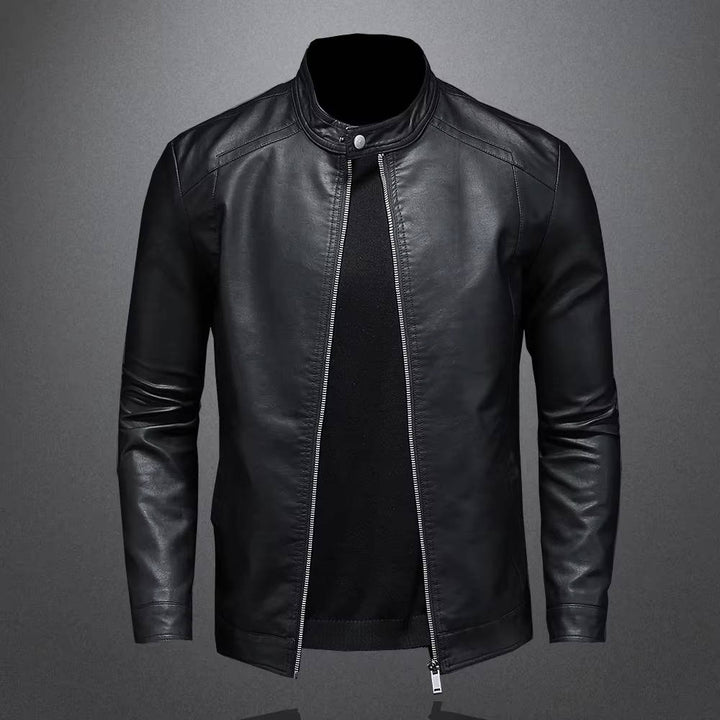 Men's Slim Fit Black Leather Biker Jacket