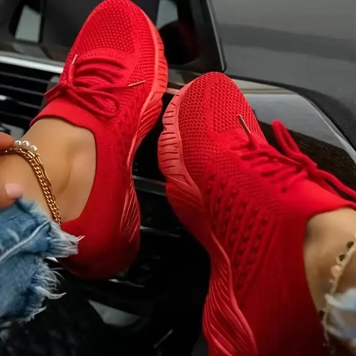 Nisha | Stylish Knit Lace-Up Sneakers for Women | Casual Footwear