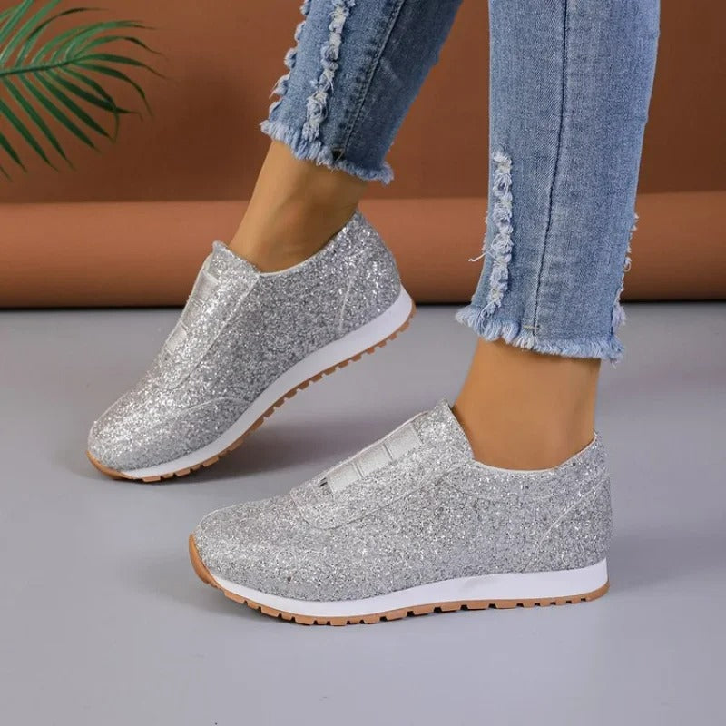 Nika | Women's Glitter Slip-On Sneakers | Casual Low-Cut Style