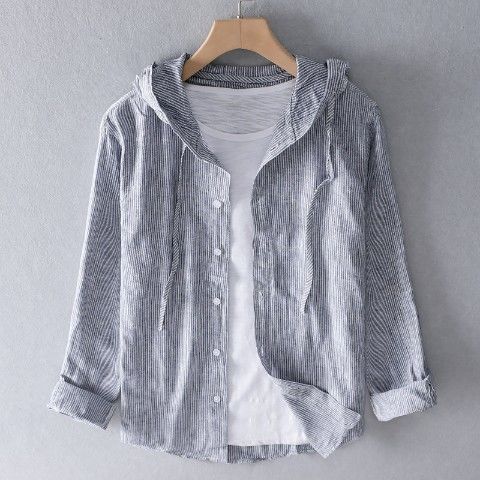 Zack | Men's Casual Long Sleeve Linen Shirt with Hood