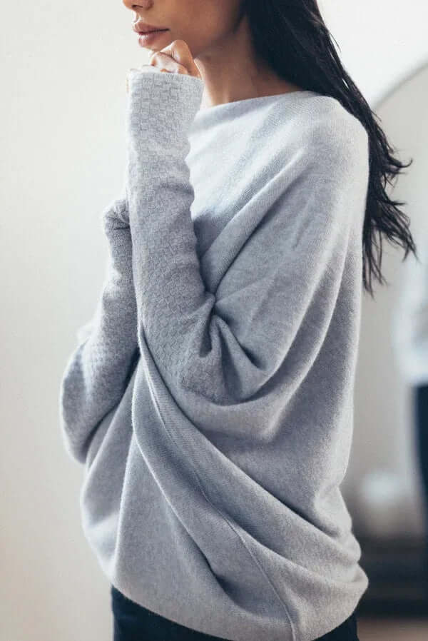 Women's Asymmetric Draped Sweater | Long Hem Design
