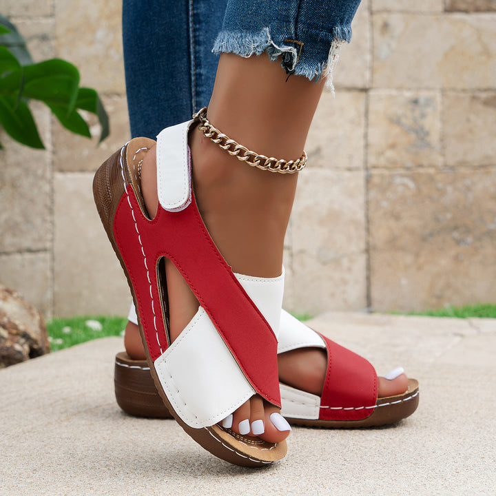 Sophia | Women's Colorblock Cross-strap Summer Wedge Sandals