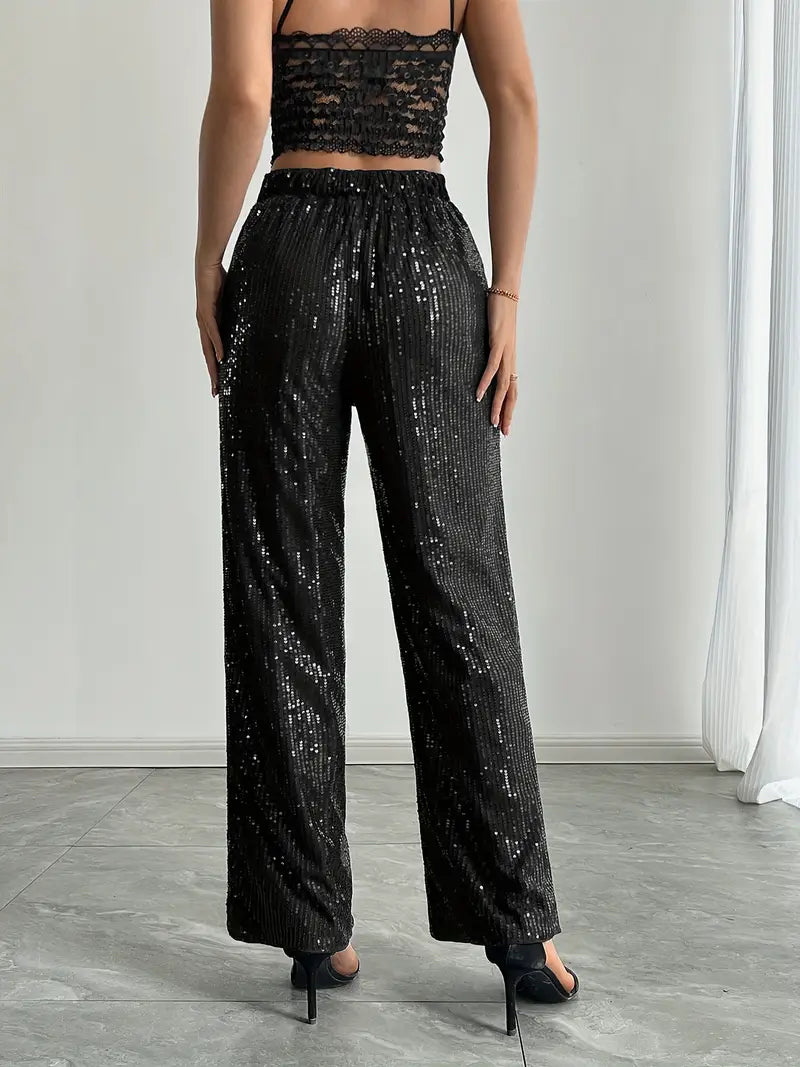 Women’s Wide Leg Sequin Trousers