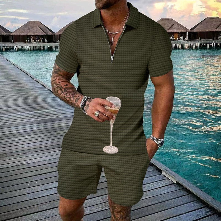 James | Men's Stylish Short Sleeve Zipper Set