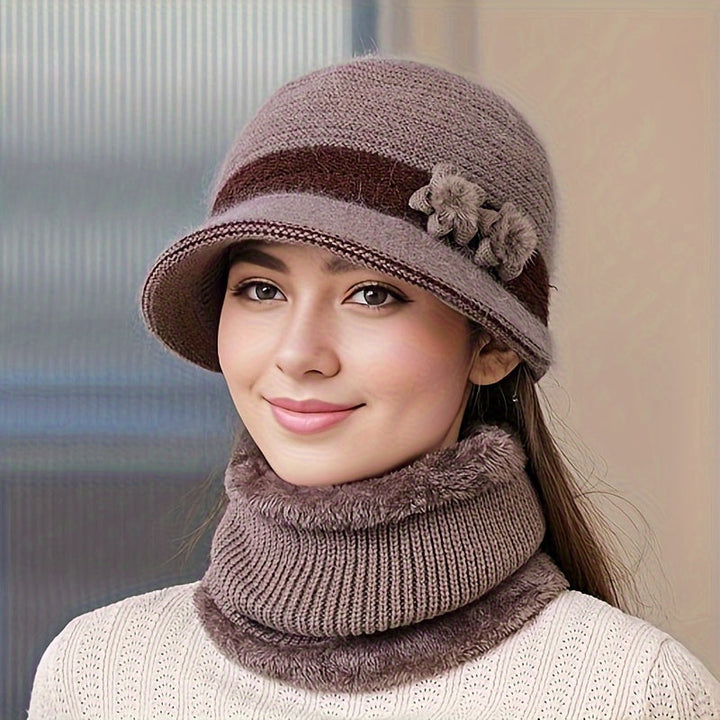 Women's Knitted Winter Set with Hat, Scarf, and Gloves