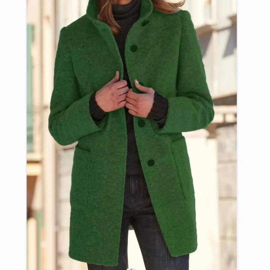 Women's Windproof Coat with Stand-Up Collar