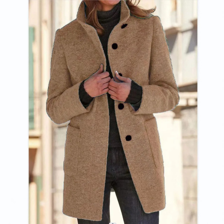 Women's Windproof Coat with Stand-Up Collar