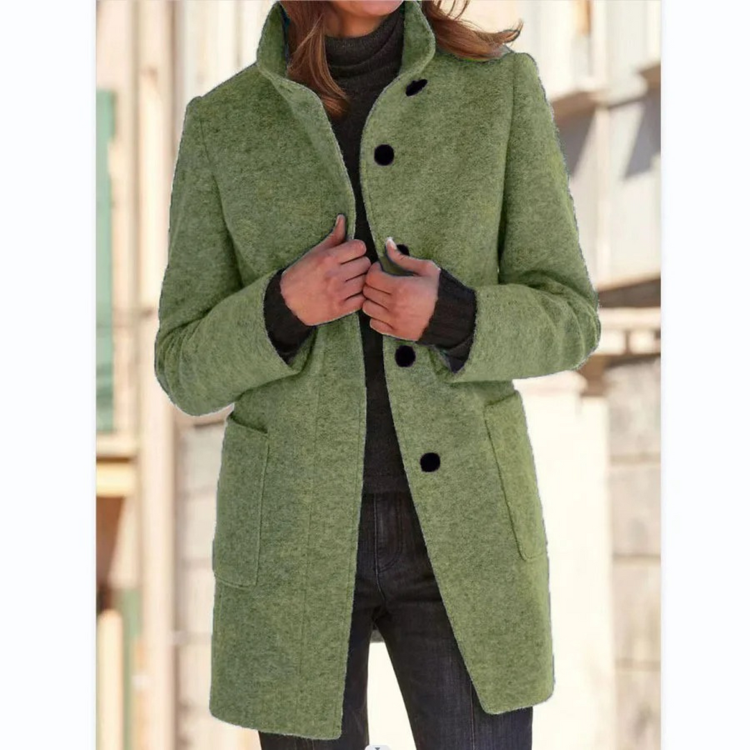 Women's Windproof Coat with Stand-Up Collar