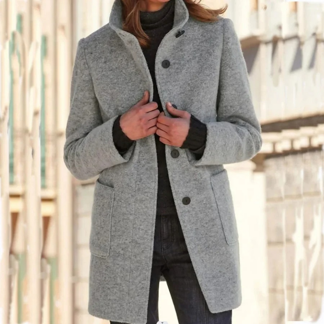 Women's Windproof Coat with Stand-Up Collar