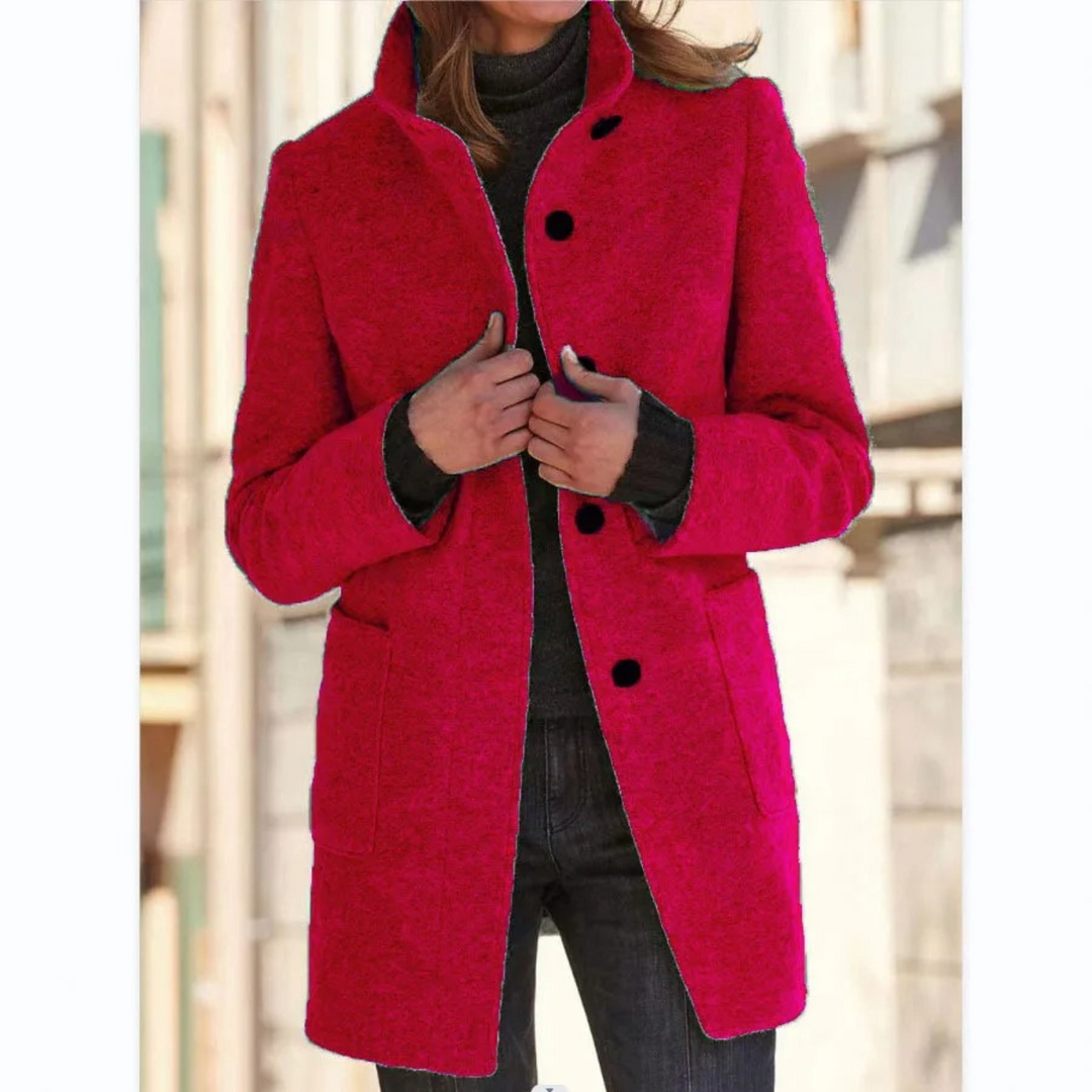 Women's Windproof Coat with Stand-Up Collar