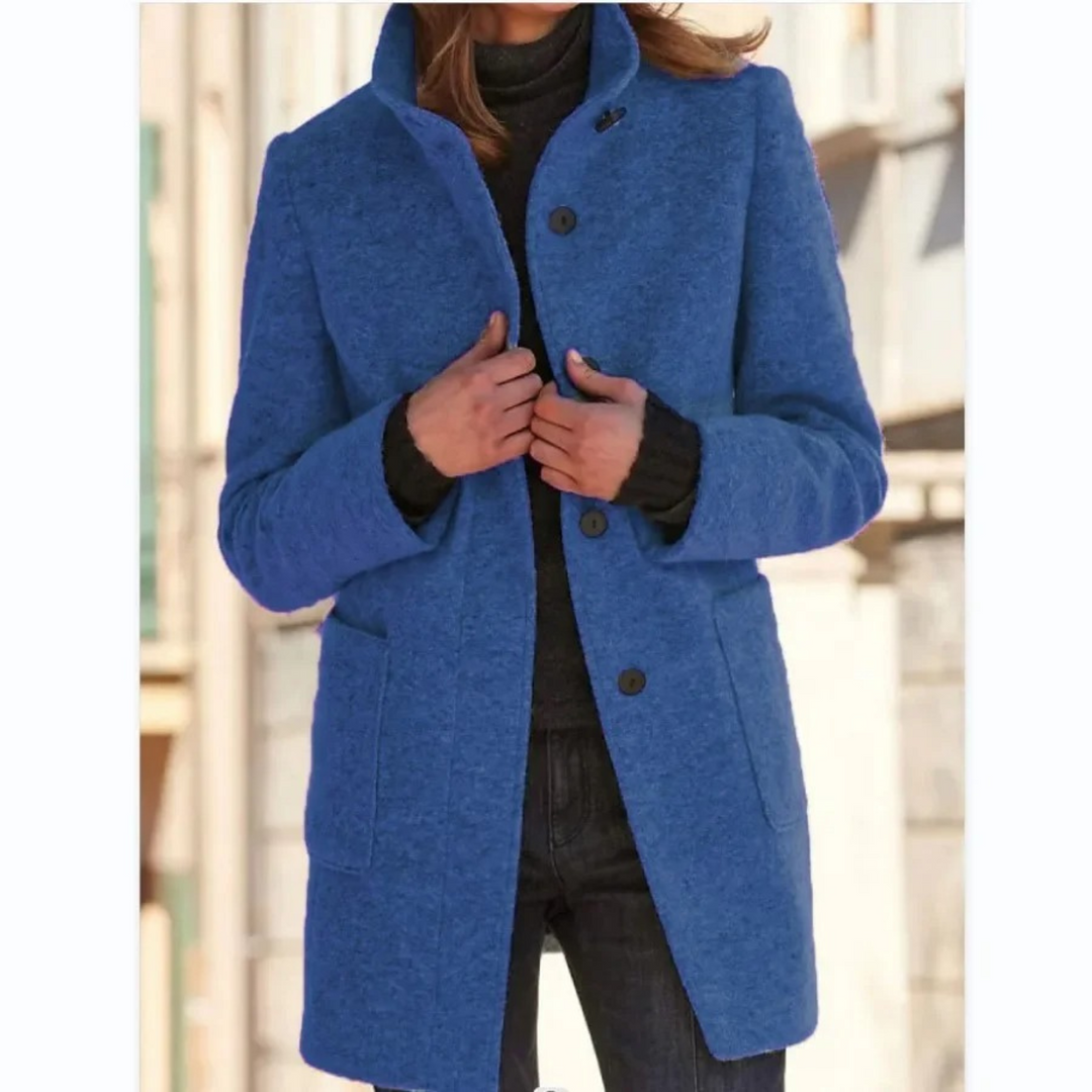 Women's Windproof Coat with Stand-Up Collar
