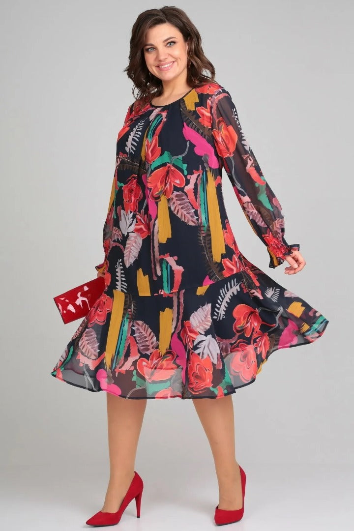 Ellen | Women's Long Sleeve A-Line Midi Dress for Every Occasion