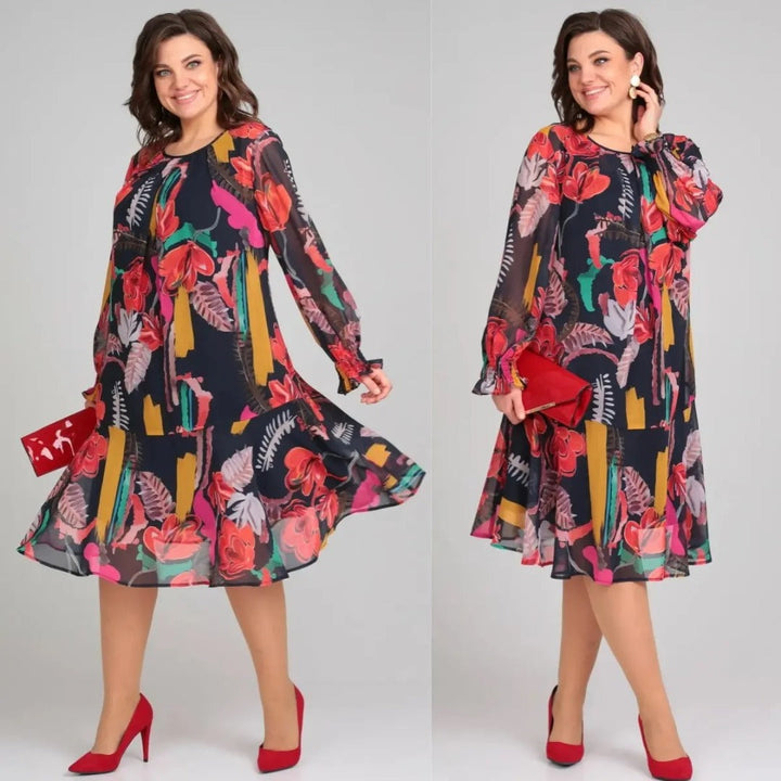 Ellen | Women's Long Sleeve A-Line Midi Dress for Every Occasion