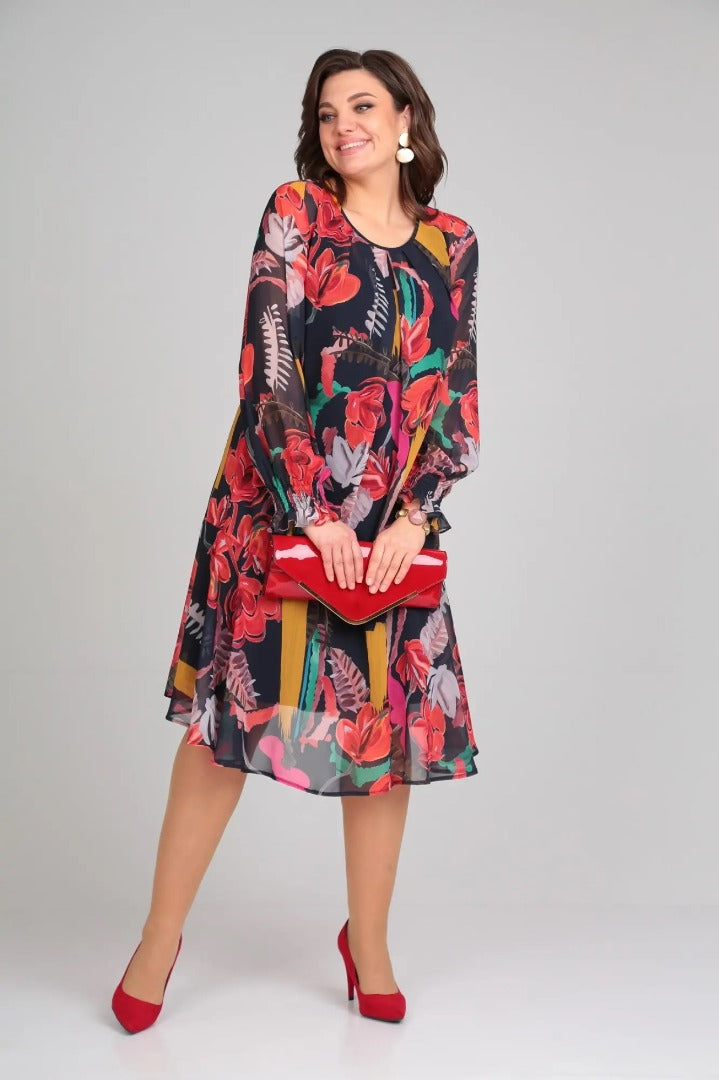 Ellen | Women's Long Sleeve A-Line Midi Dress for Every Occasion
