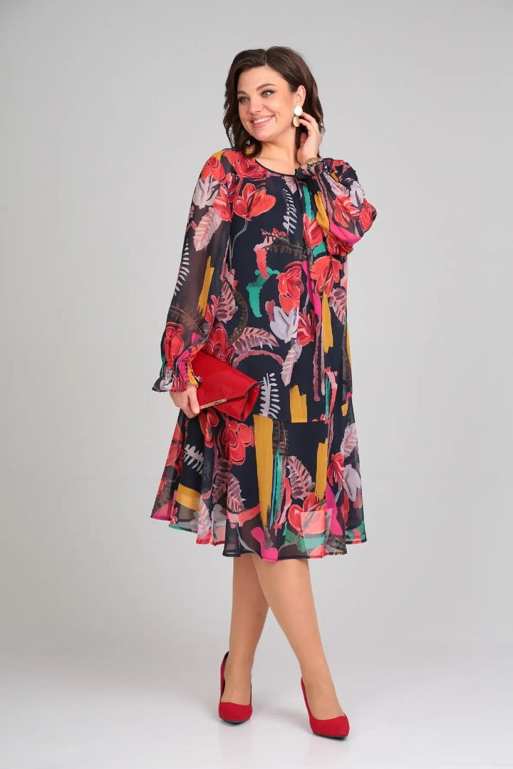 Ellen | Women's Long Sleeve A-Line Midi Dress for Every Occasion