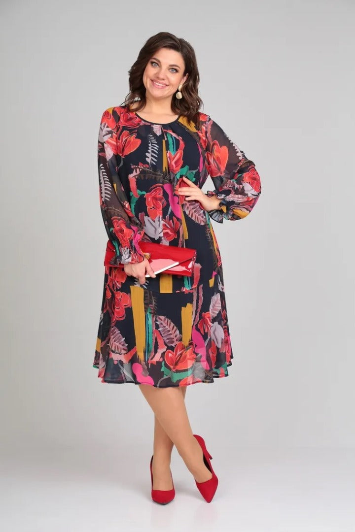 Ellen | Women's Long Sleeve A-Line Midi Dress for Every Occasion