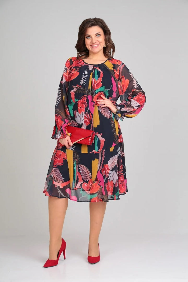 Ellen | Women's Long Sleeve A-Line Midi Dress for Every Occasion