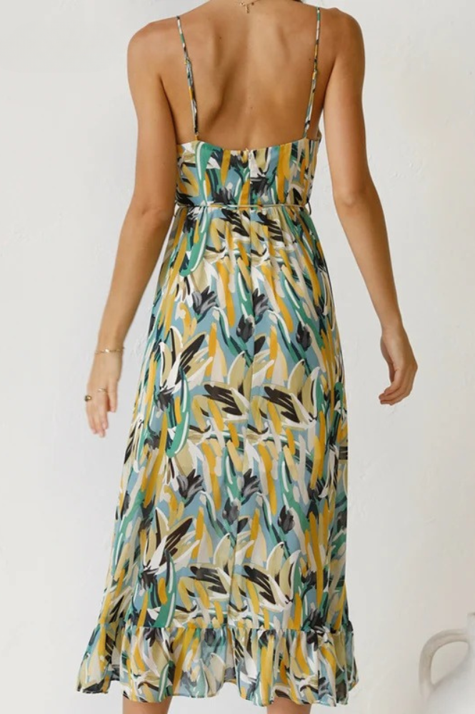 Ellen | Women's V-Neck A-Line Midi Dress for Effortless Style