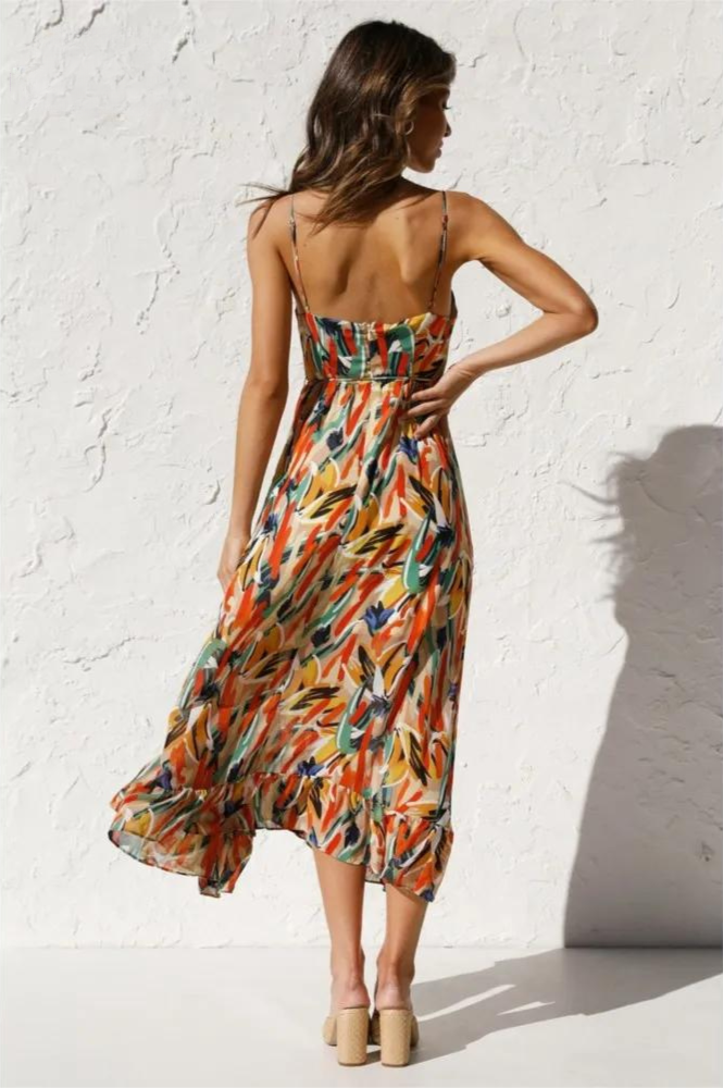 Ellen | Women's V-Neck A-Line Midi Dress for Effortless Style
