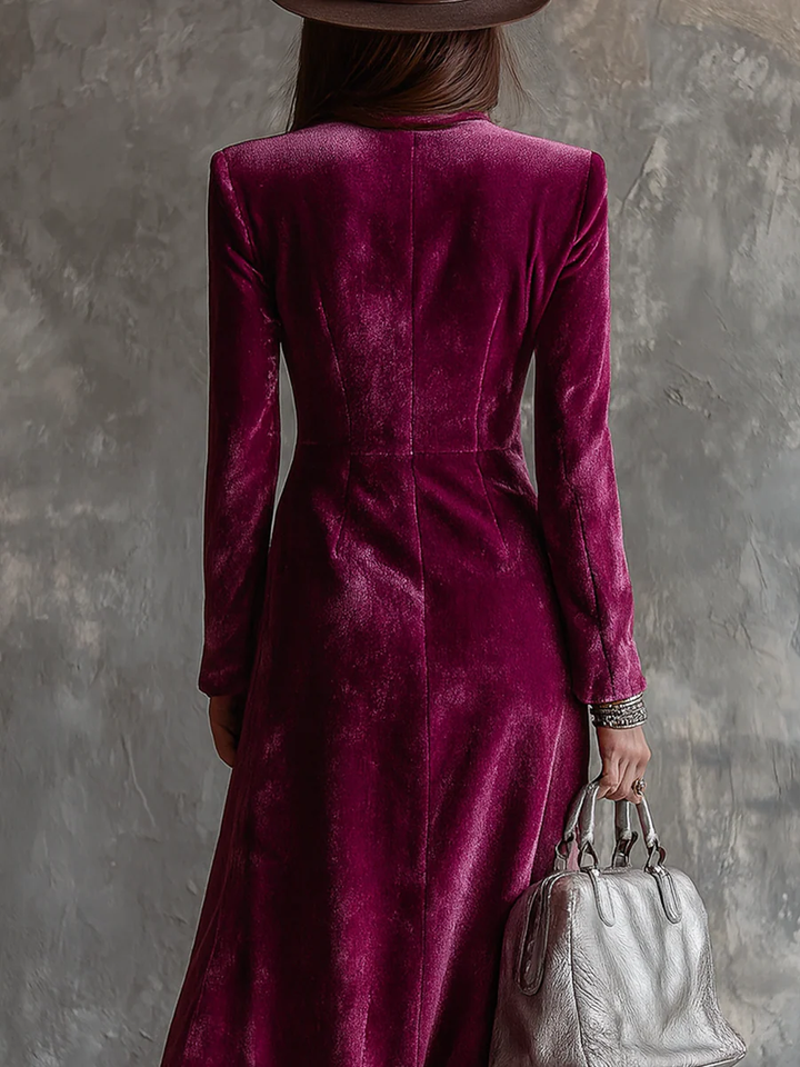Ellen | Women's V-Neck Midi Dress with Button Front
