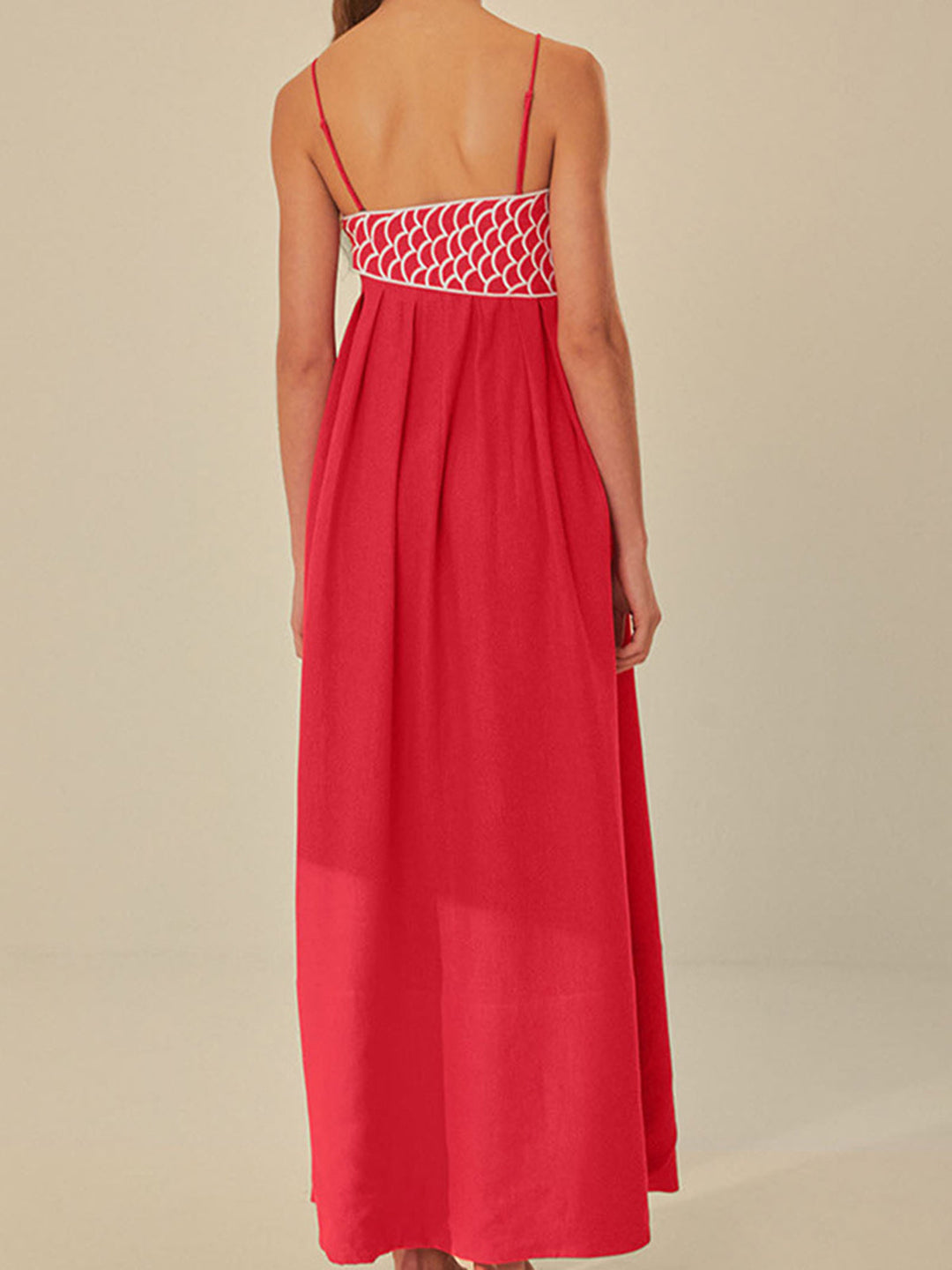 Women's Embroidered Spaghetti Strap Midi Dress