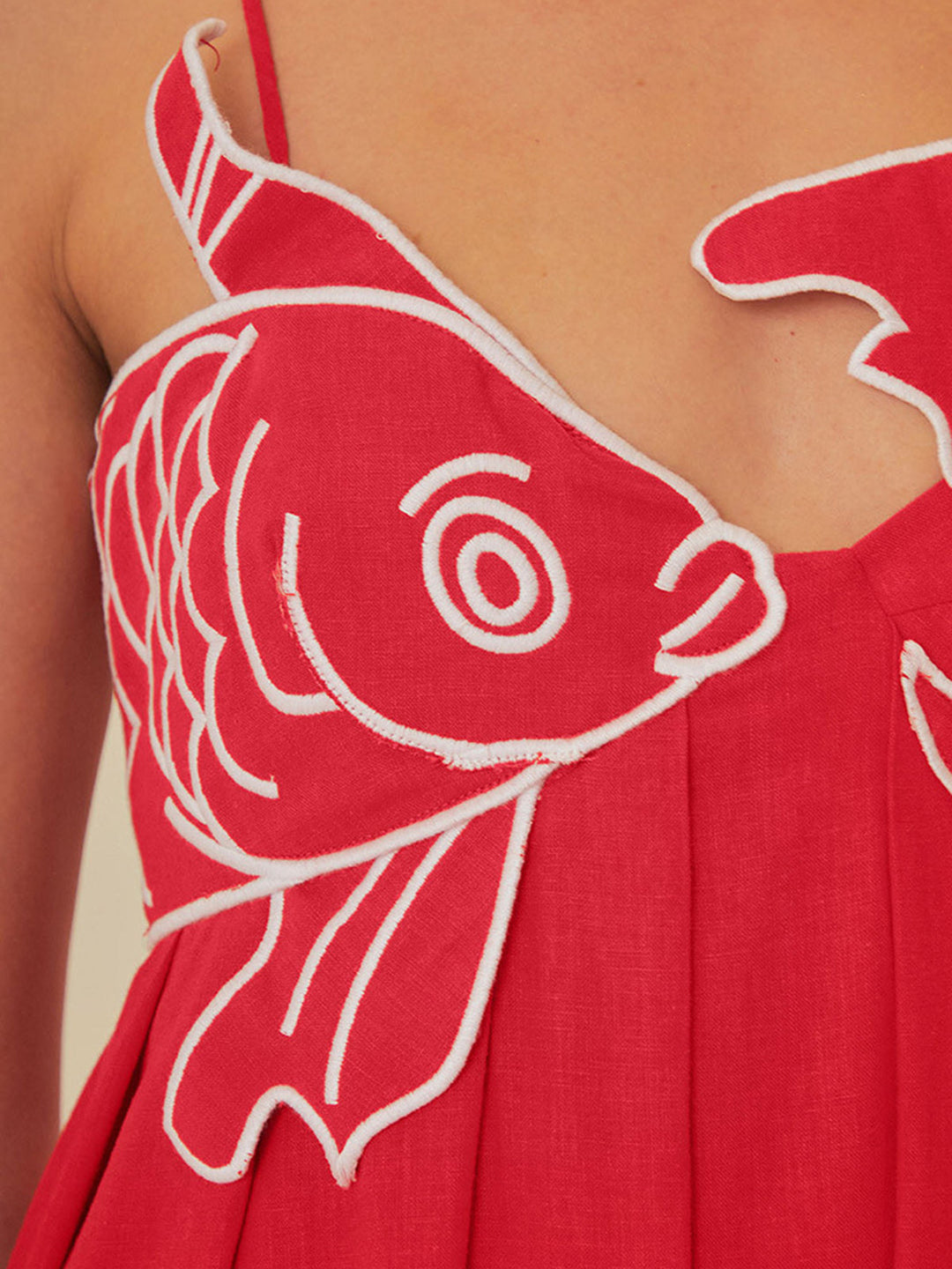 Women's Embroidered Spaghetti Strap Midi Dress
