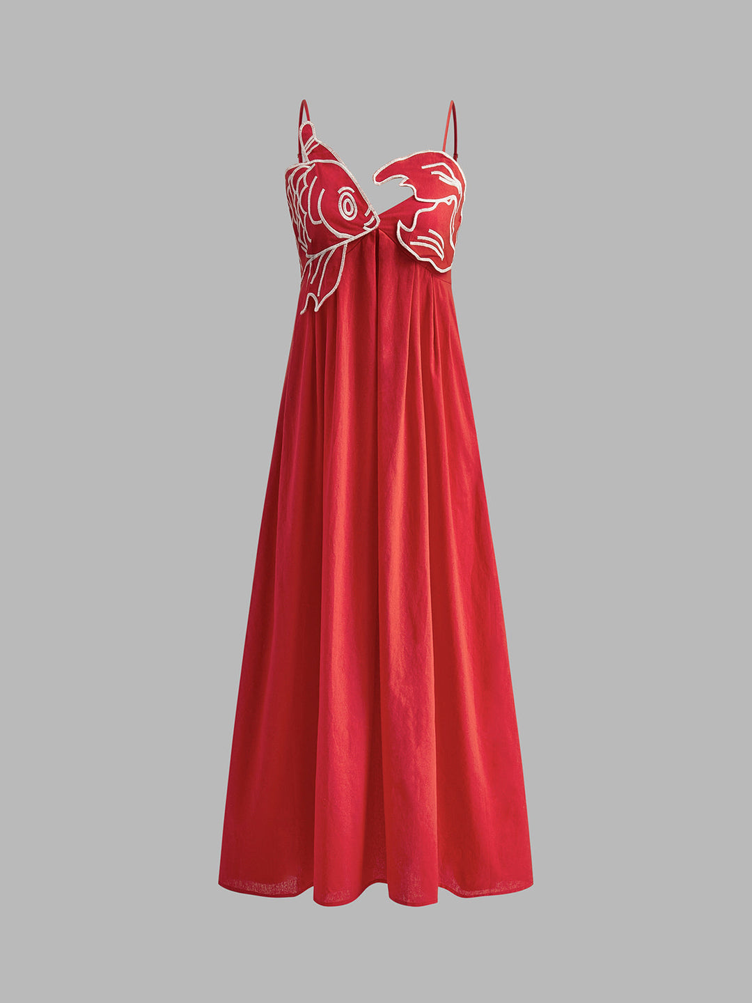 Women's Embroidered Spaghetti Strap Midi Dress