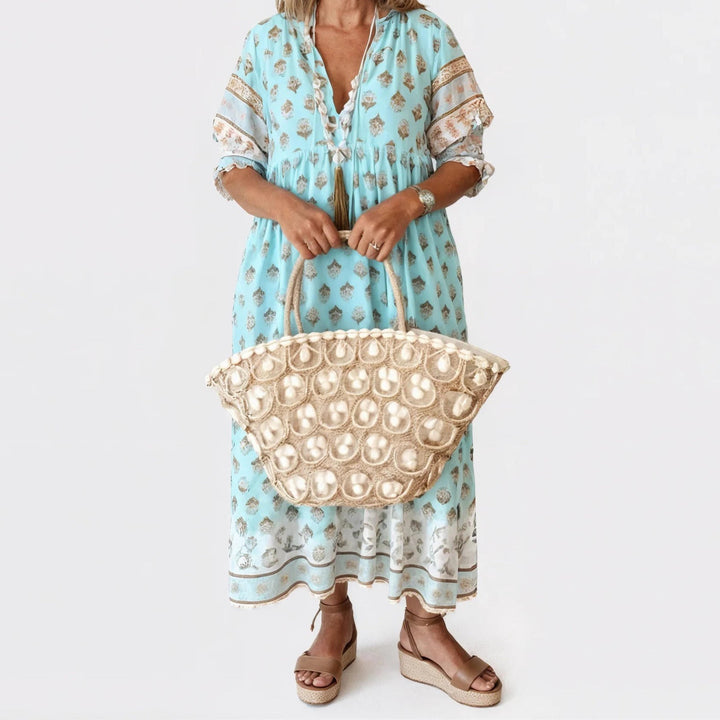 Women's Floral V Neck Midi Summer Dress