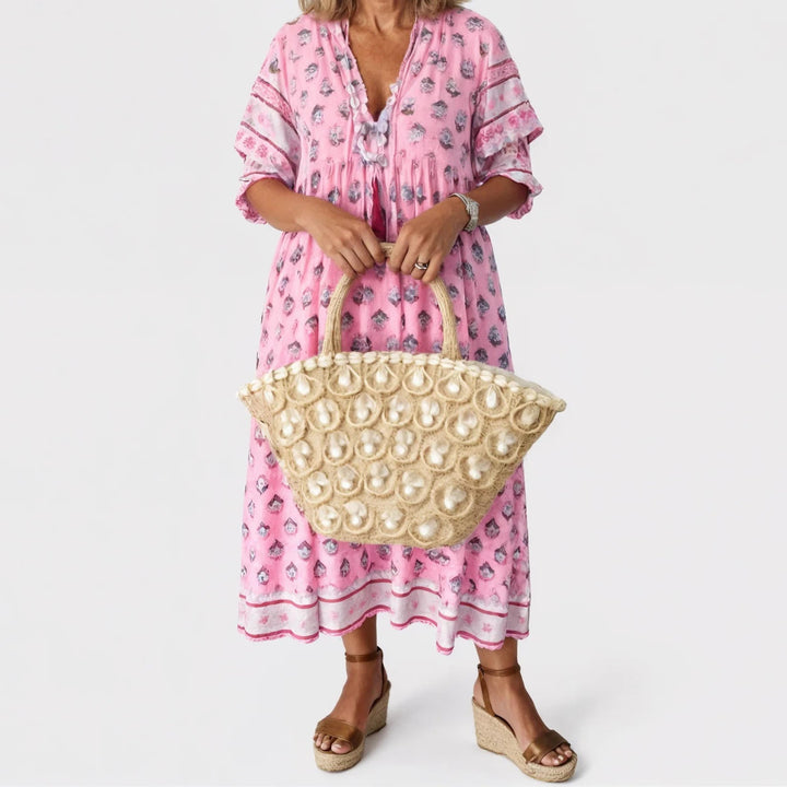 Women's Floral V Neck Midi Summer Dress
