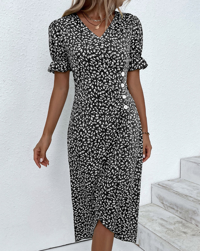 Esme | Women's V-Neck Wrap Midi Dress