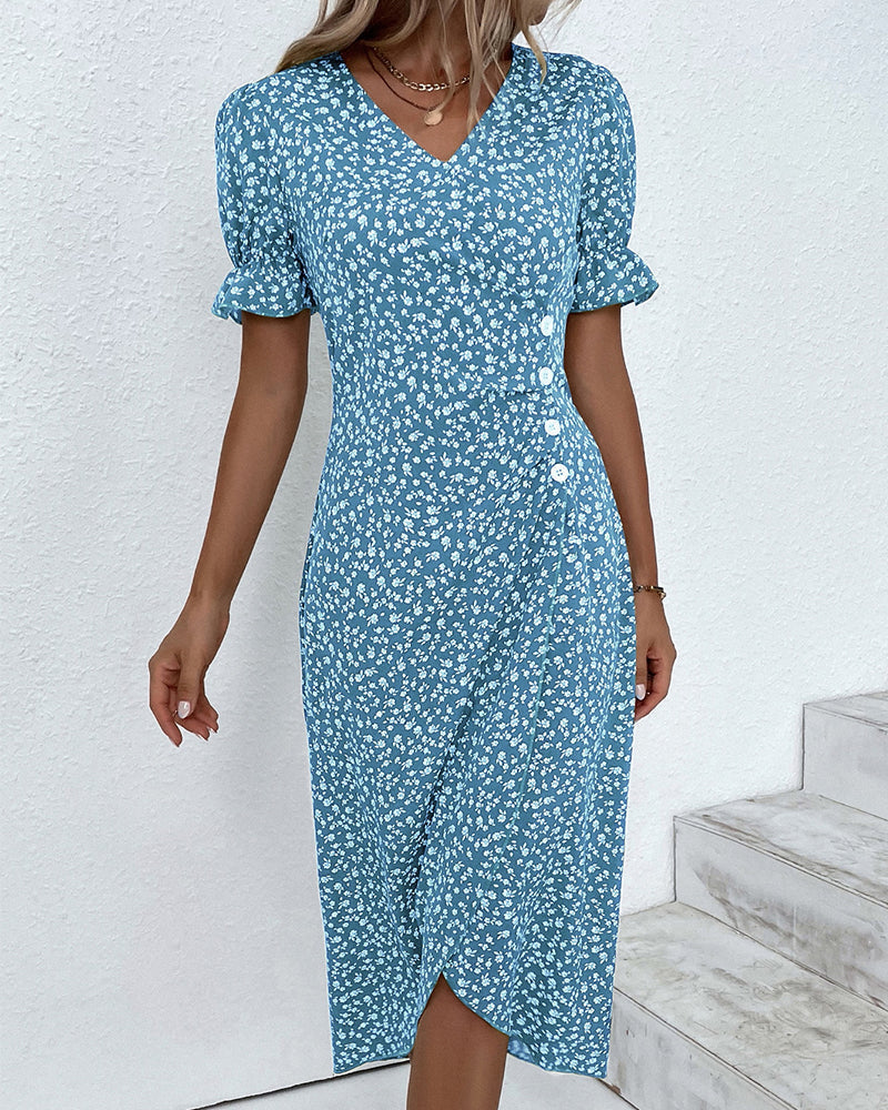 Esme | Women's V-Neck Wrap Midi Dress