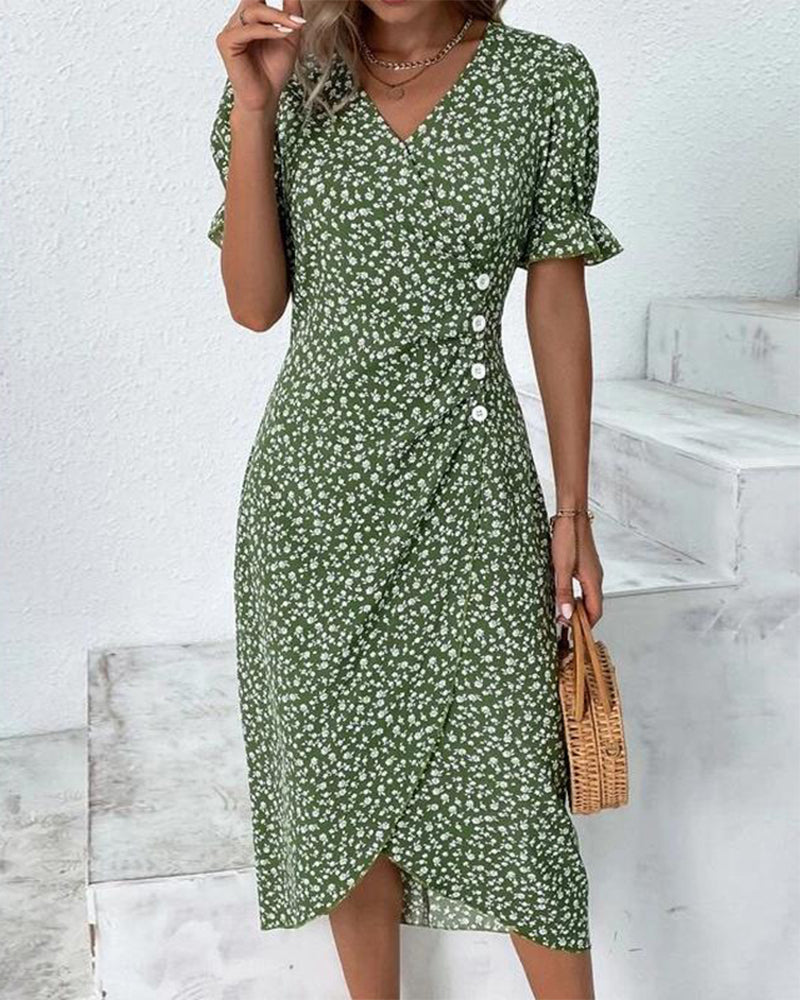 Esme | Women's V-Neck Wrap Midi Dress