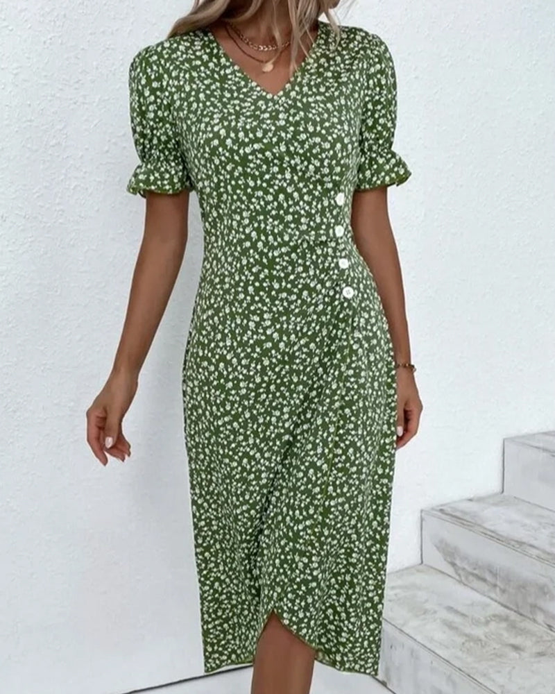 Esme | Women's V-Neck Wrap Midi Dress