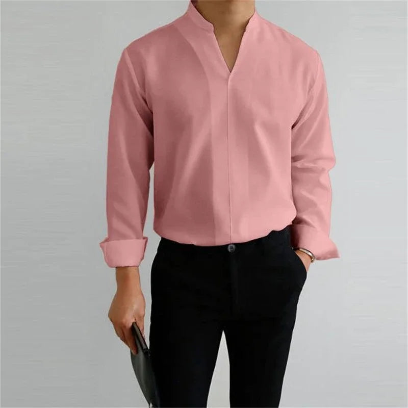 Evan | Men's Casual Long Sleeve Mandarin Collar Shirt