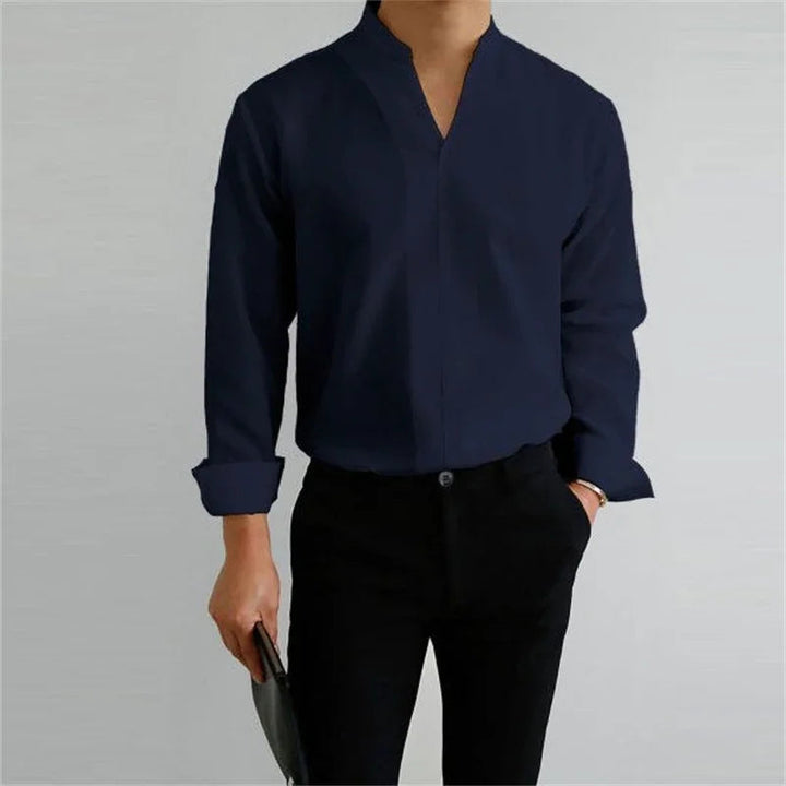 Evan | Men's Casual Long Sleeve Mandarin Collar Shirt