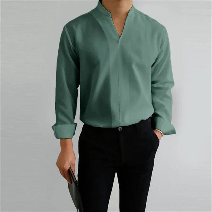 Evan | Men's Casual Long Sleeve Mandarin Collar Shirt
