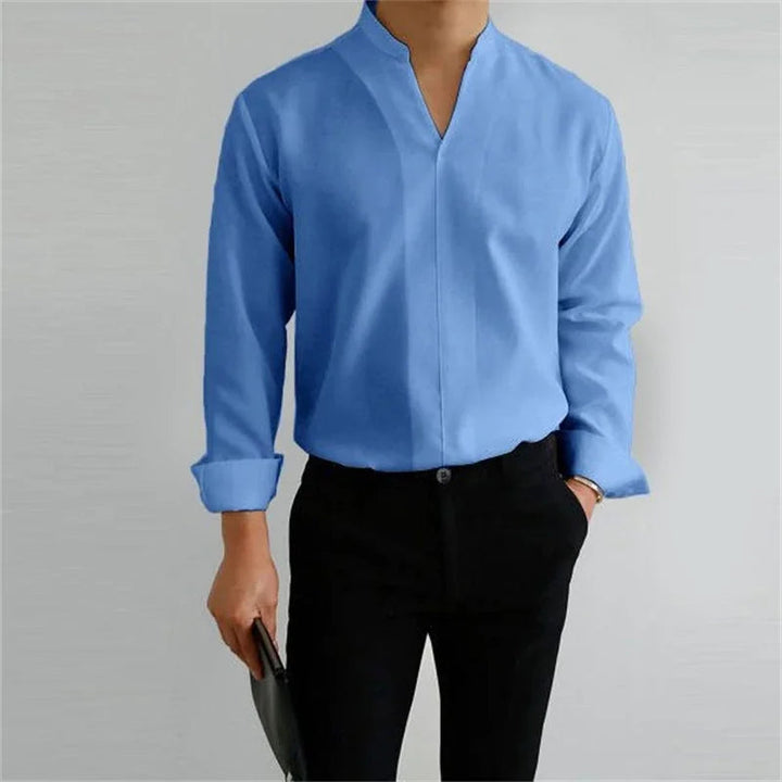 Evan | Men's Casual Long Sleeve Mandarin Collar Shirt