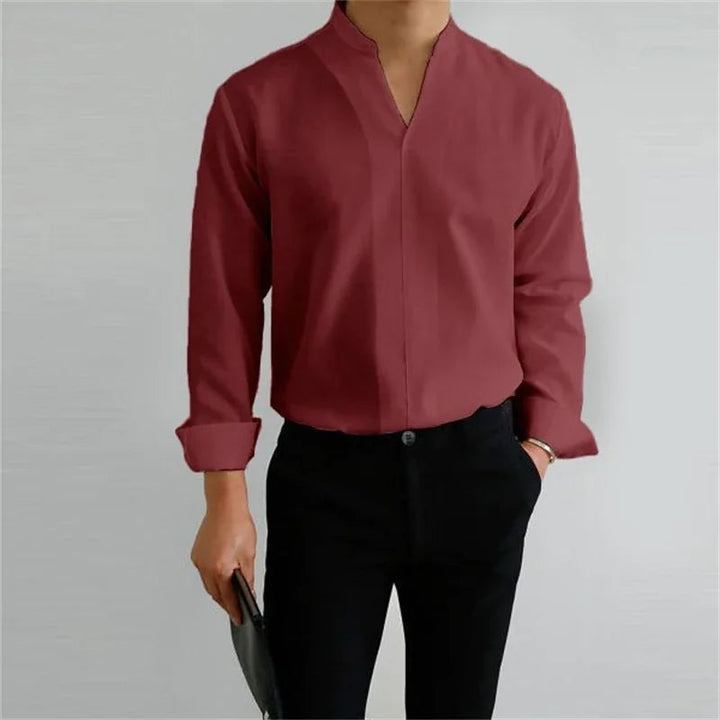 Evan | Men's Casual Long Sleeve Mandarin Collar Shirt