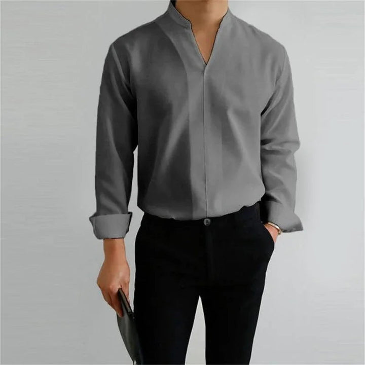Evan | Men's Casual Long Sleeve Mandarin Collar Shirt