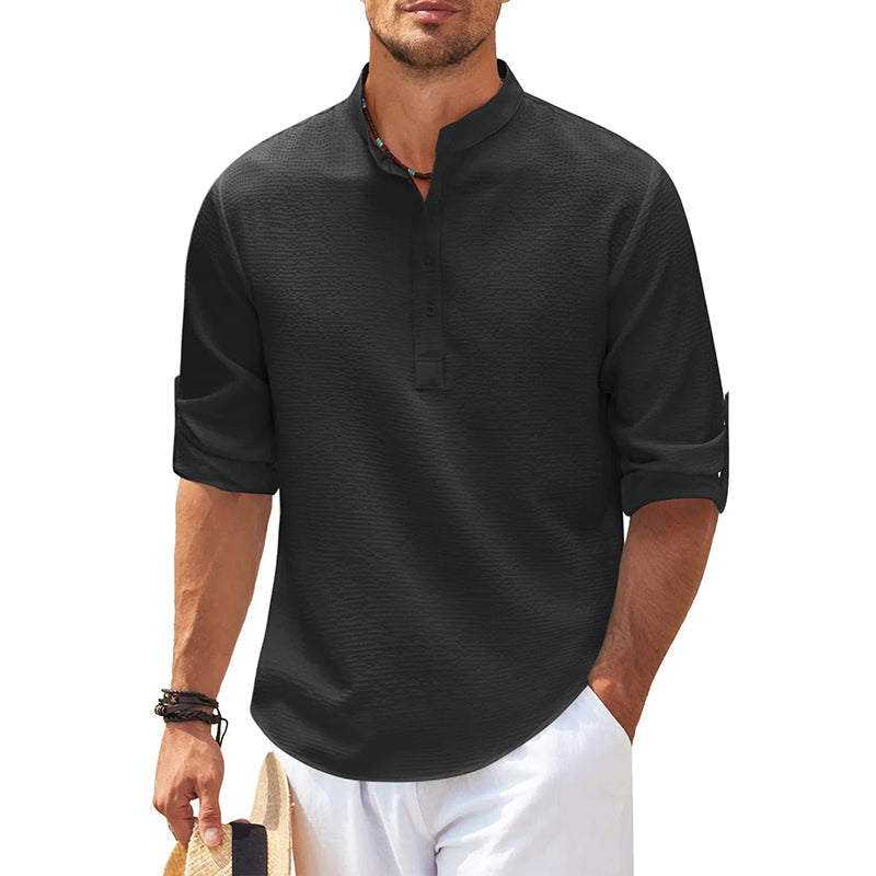 Ezekiel | Men's Casual Roll-Up Sleeve Henley Shirt