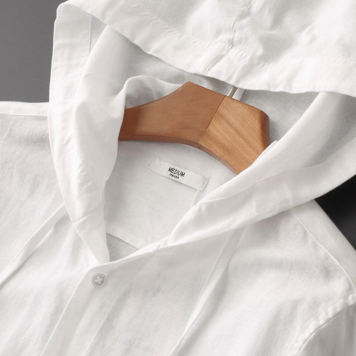Zack | Men's Casual Long Sleeve Linen Shirt with Hood