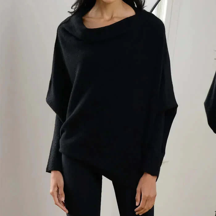 Women's Asymmetric Draped Sweater | Long Hem Design